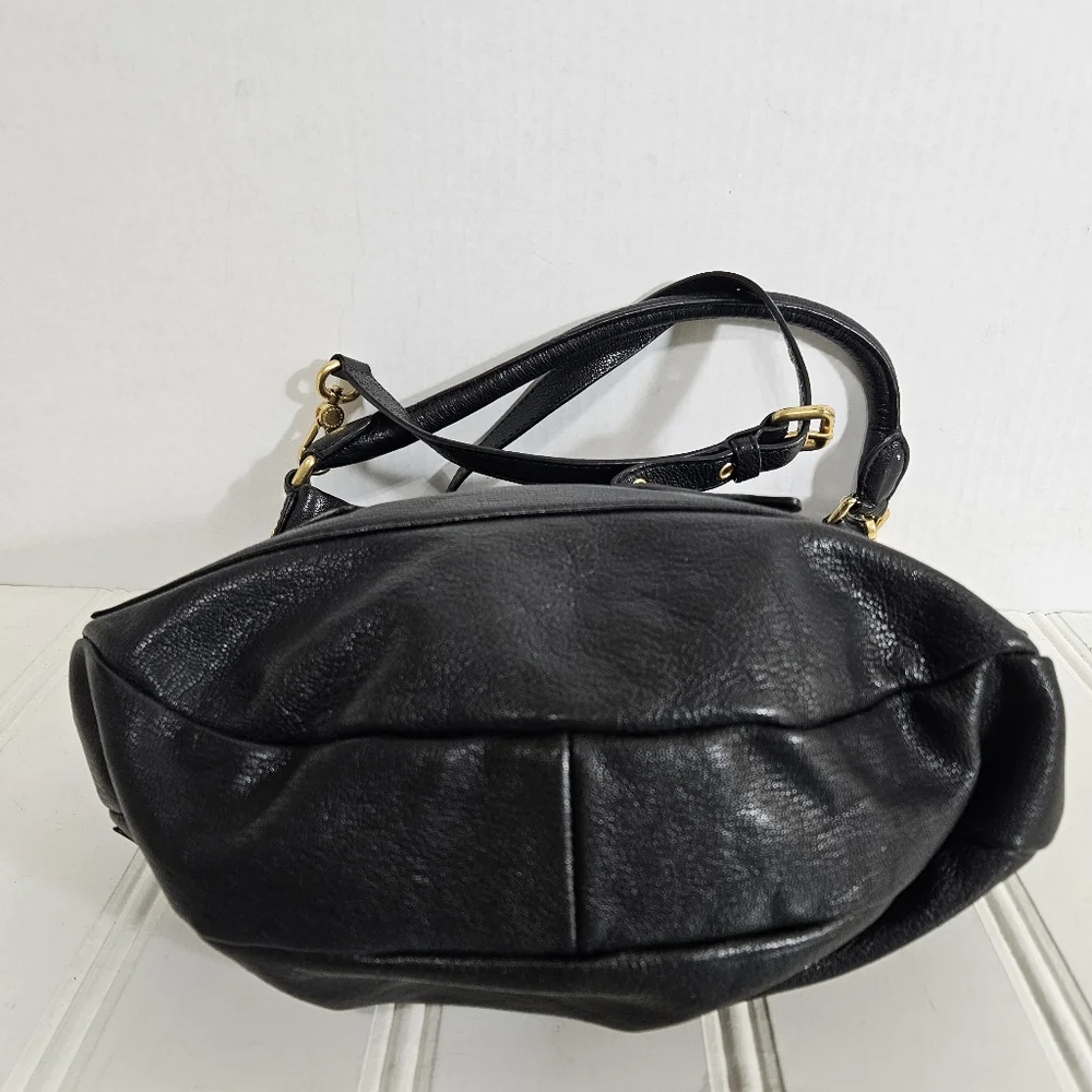 Marc by Marc Jacobs Black Goat Leather Hobo Crossbody Bag Zip Slouchy